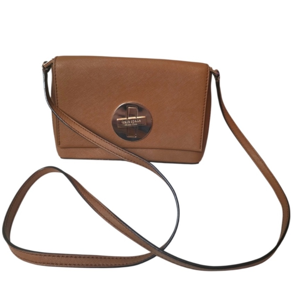 kate spade Tan Saffiano Leather Crossbody with Turn-Lock